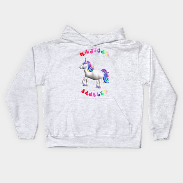 Fat Unicorn - Magical Cankles Kids Hoodie by ButterflyInTheAttic